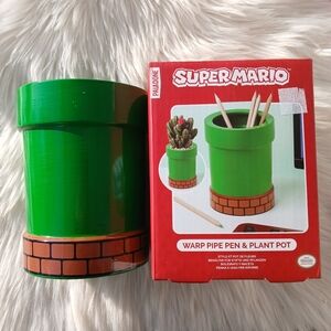 NEW Super Mario Bros Warp Pipe Plant Pot Pencil Pen Holder Container Nintendo